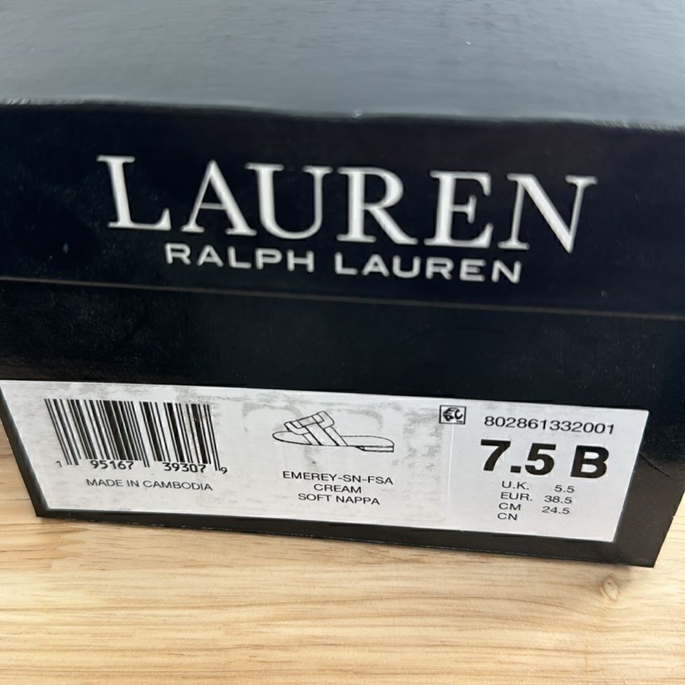 Lauren Ralph Lauren Emerey Leather Sandal- Cream- Size 7.5 B- N IB - Picture 8 of 8